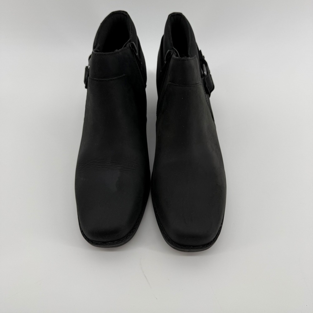 Clarks Collection Womens Black Leather Ankle Boots Harness Detail 8.5W 26184232